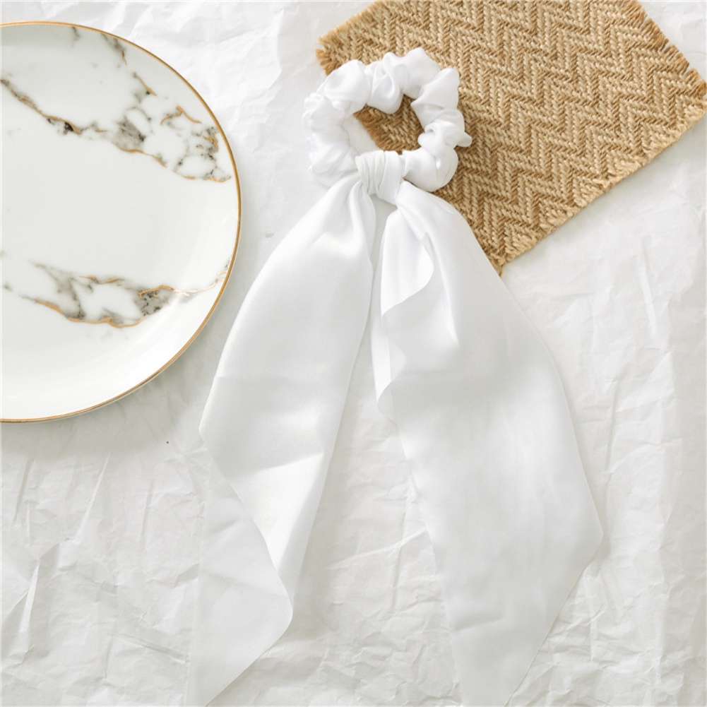 Dây Cột Tóc Ruy Băng Satin Co Giãn Đính Nơ Xinh Xắn Cho Nữ 4 Cái