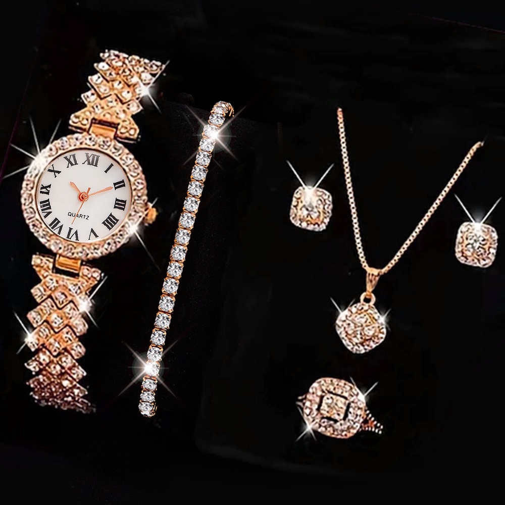 Thời Trang set 5 Đồng Hồ Đeo Tay Đính Đá Xinh Xắn Dành Cho Nữ