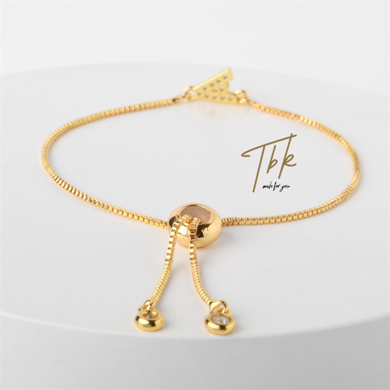 Vòng Tay Mạ Vàng 18k Mặt Hình Chữ Cái Đính Đá Zircon a-z 1167b