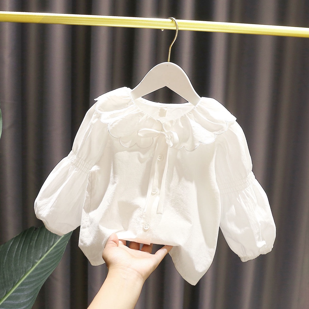 Áo Sơ Mi Cotton Mềm Mại Có Dây Rút Thời Trang Xuân Thu 2023 Dễ Thương Cho Bé Gái