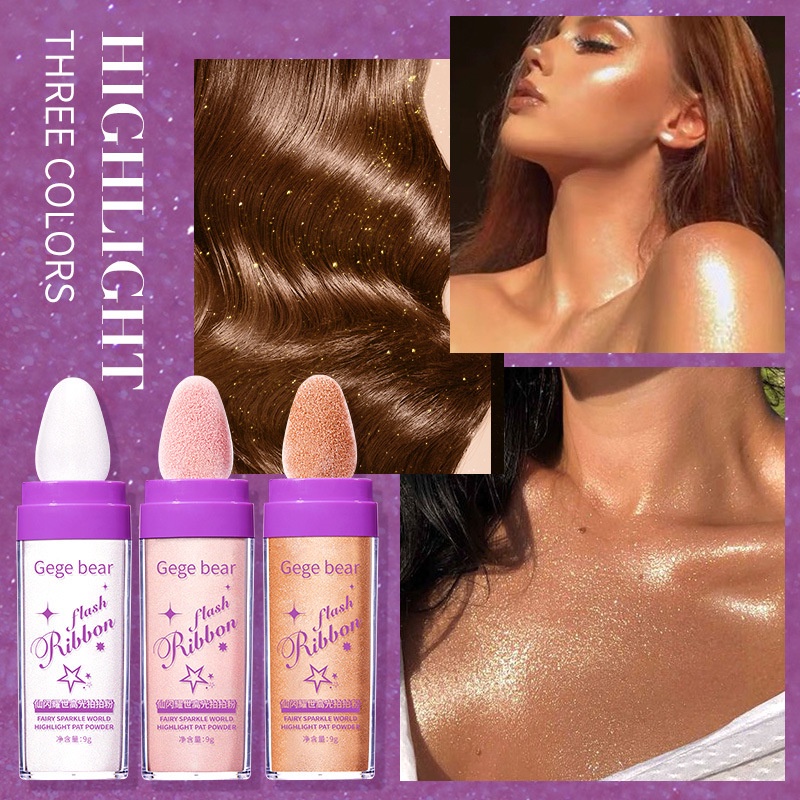 Phấn Bắt Sáng Nhũ Highlight GEGE BEAR Trang Điểm Nổi Bật Có Độ Bóng Cao Tăng Hiệu Ứng Ba Chiều Tự Nhiên Dạng Thỏi