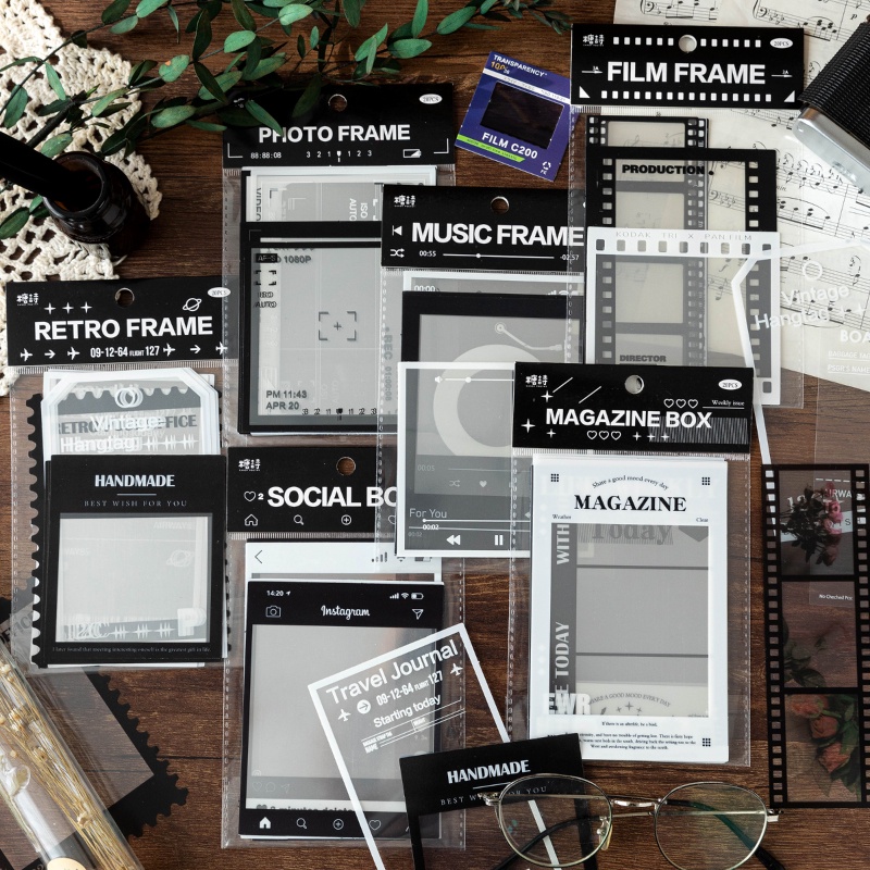Bộ 15 Miếng Dán PET Màu Trắng Phong Cách Vintage Bảo Tàng bujo Junk Sổ Lưu Niệm diy