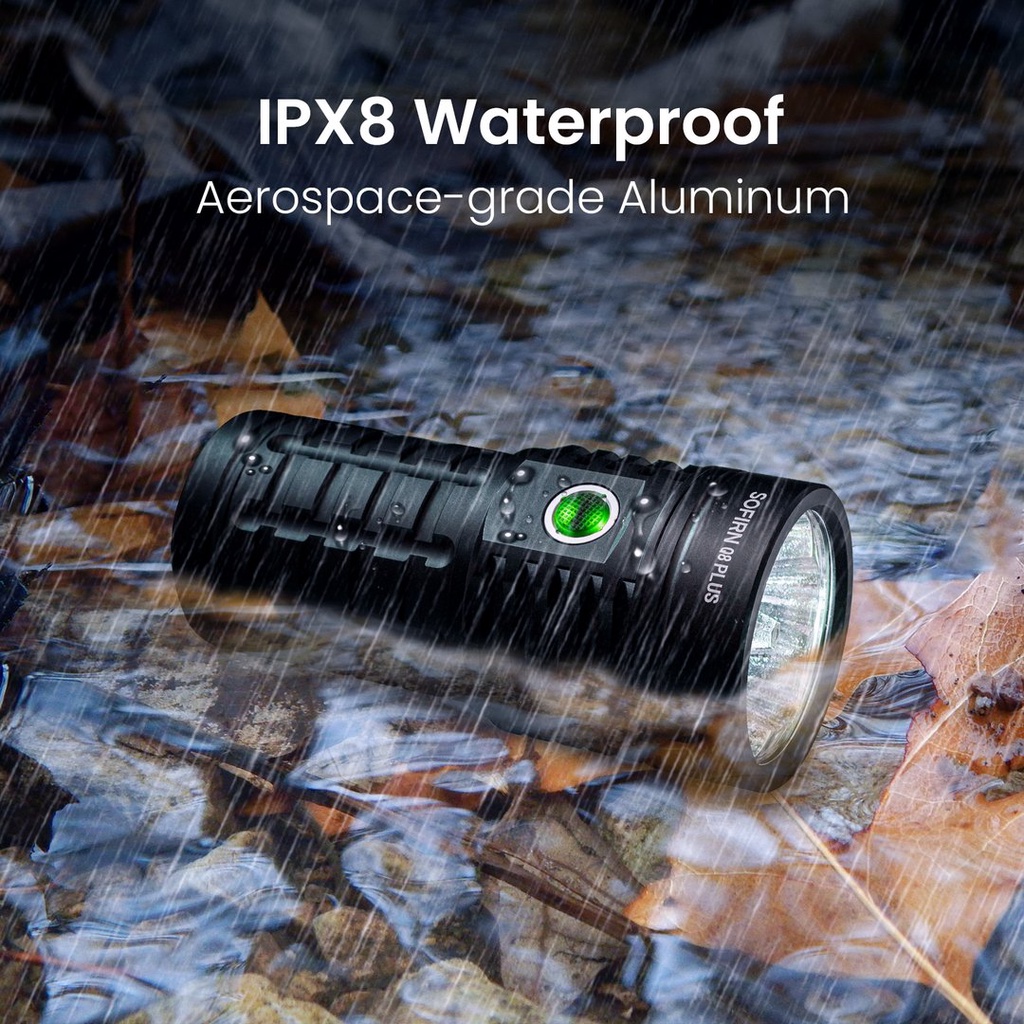 Đèn pin siêu sáng SOFIRN Q8 Plus độ sáng 16000 lumen chiếu xa 554m kèm 3 pin 21700 dung lượng 5000mAh USB-C Powerbank