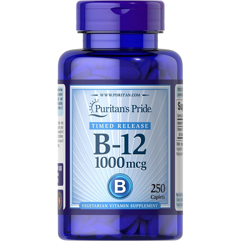 Viên uống Vitamin B-12 1000mcg Puritan’s Pride hỗ trợ tăng hấp thu dinh dưỡng 250 viên [Hàng Mỹ]