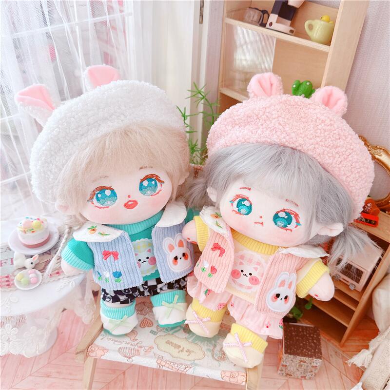 Bộ Trang Phục Búp Bê 20cm Gồm Áo + Chân Váy + Nón Hình Thỏ Dễ Thương