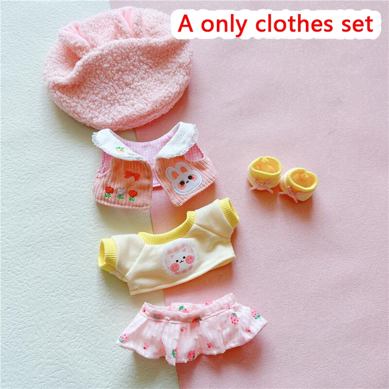 Bộ Trang Phục Búp Bê 20cm Gồm Áo + Chân Váy + Nón Hình Thỏ Dễ Thương
