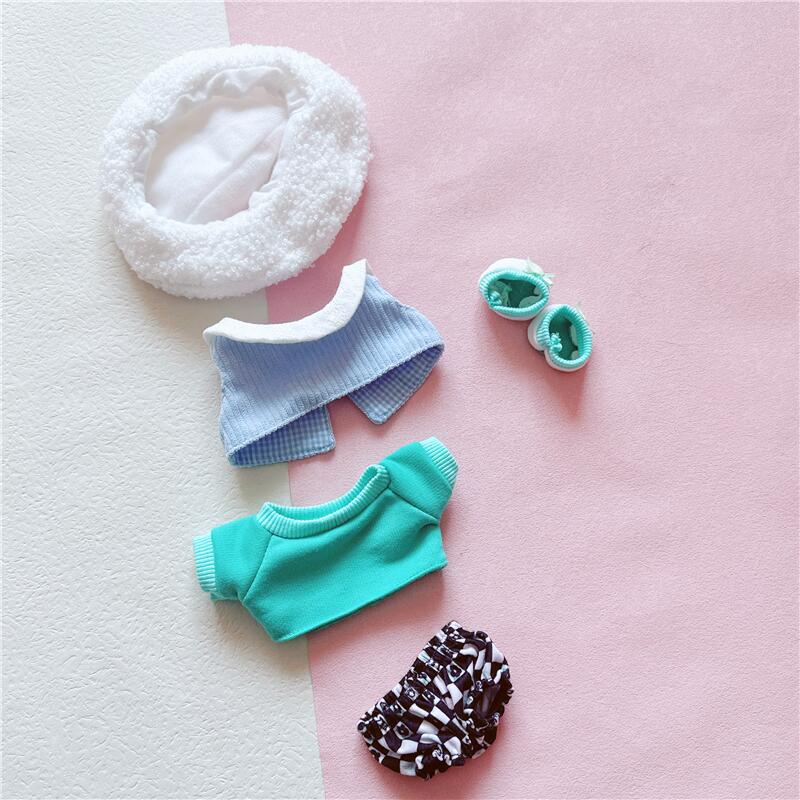 Bộ Trang Phục Búp Bê 20cm Gồm Áo + Chân Váy + Nón Hình Thỏ Dễ Thương