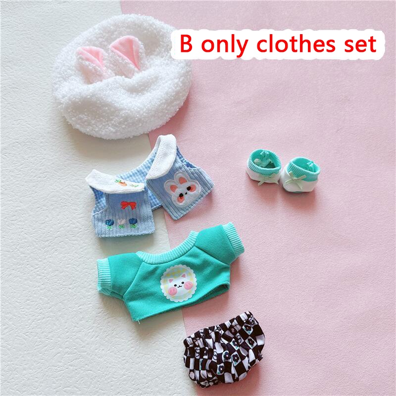 Bộ Trang Phục Búp Bê 20cm Gồm Áo + Chân Váy + Nón Hình Thỏ Dễ Thương