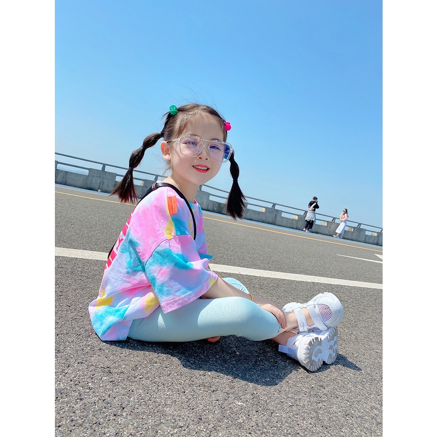 90-140cm Mùa Hè Phong Cách Mới Bé Gái Buộc Áo Thun Thời Trang Cho Bé Dễ Thương Rời Tay Ngắn Giữa Lớn Trẻ Em Hàng Đầu Hợp Thời Trang