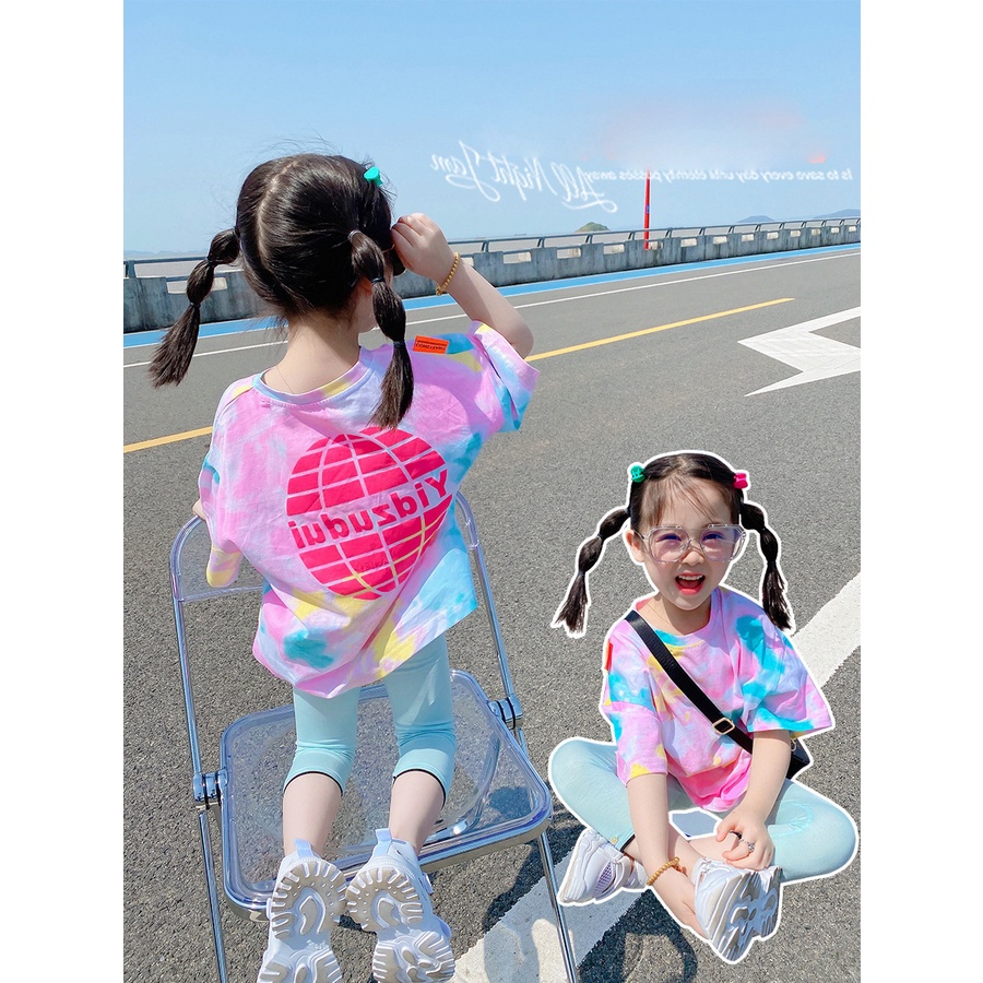 90-140cm Mùa Hè Phong Cách Mới Bé Gái Buộc Áo Thun Thời Trang Cho Bé Dễ Thương Rời Tay Ngắn Giữa Lớn Trẻ Em Hàng Đầu Hợp Thời Trang