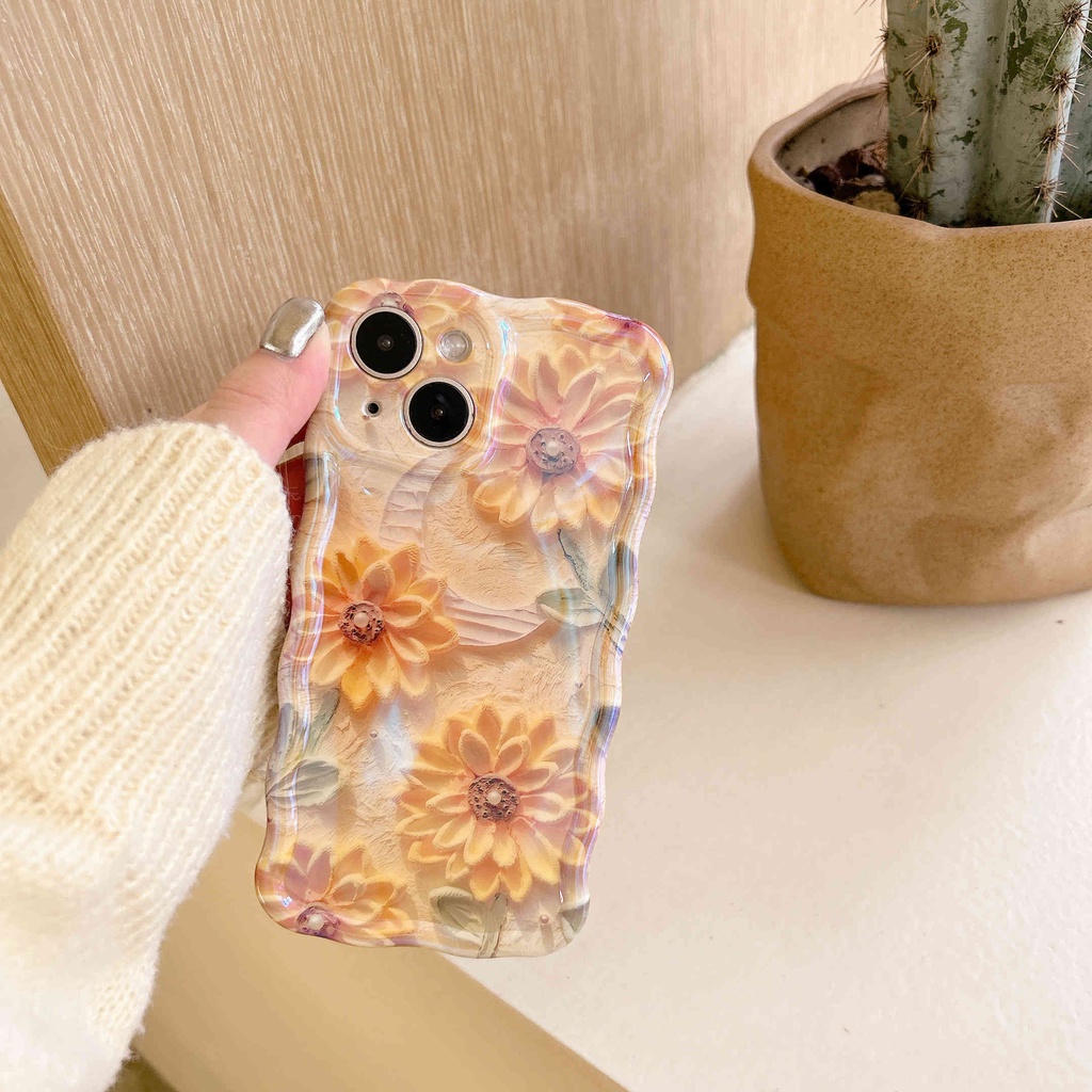 Ốp Điện Thoại imd Họa Tiết Hoa Sơn Dầu Cho iphone 15pro max 11 12 13 14pro max