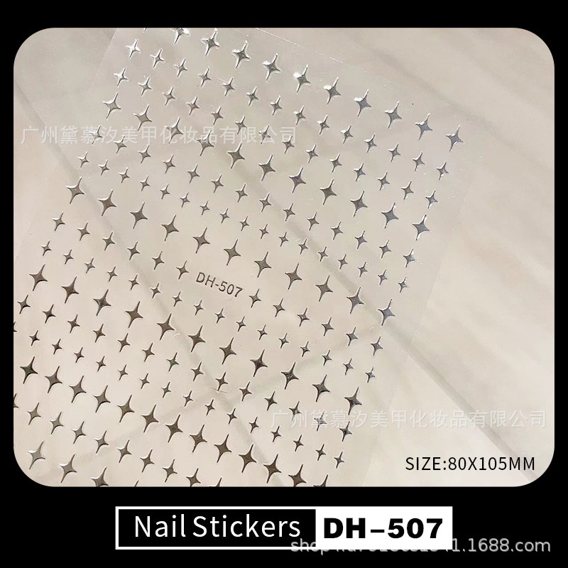 Miếng Dán Móng Tay Tự Dính Hình Ngôi Sao 3d Màu Vàng / Bạc Phong Cách Mới