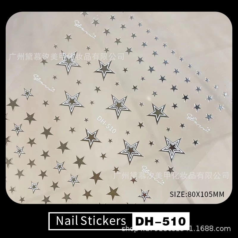 Miếng Dán Móng Tay Tự Dính Hình Ngôi Sao 3d Màu Vàng / Bạc Phong Cách Mới