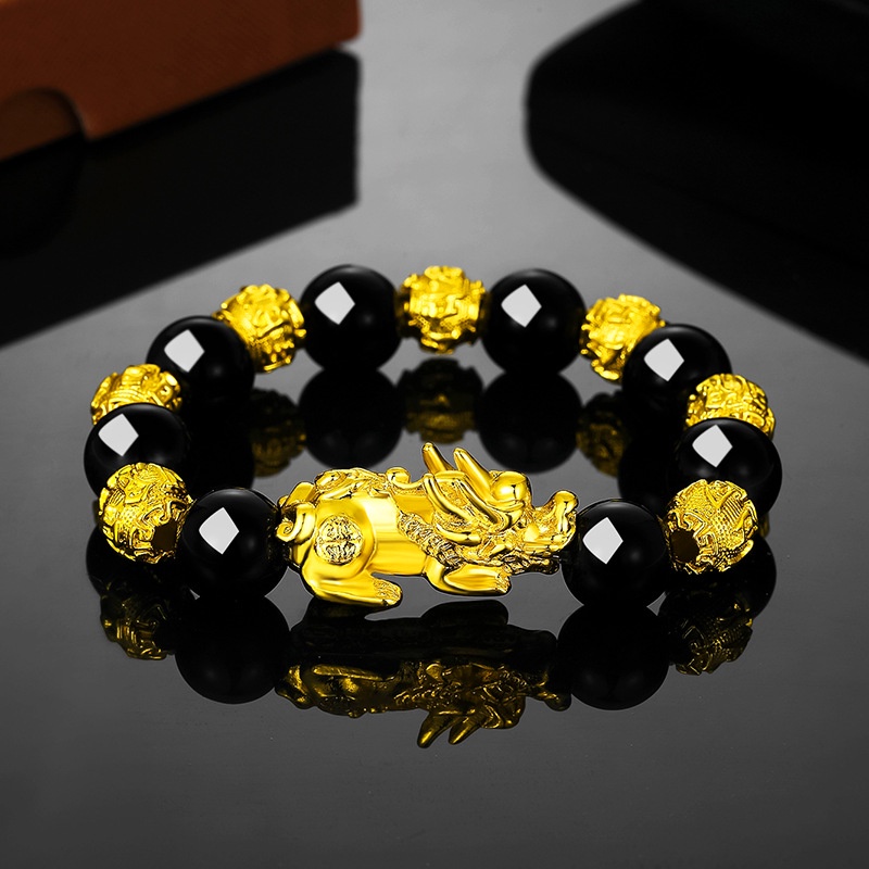 Vòng Tay Chuỗi Hạt Đá Obsidian Thời Trang Cho Cặp Đôi