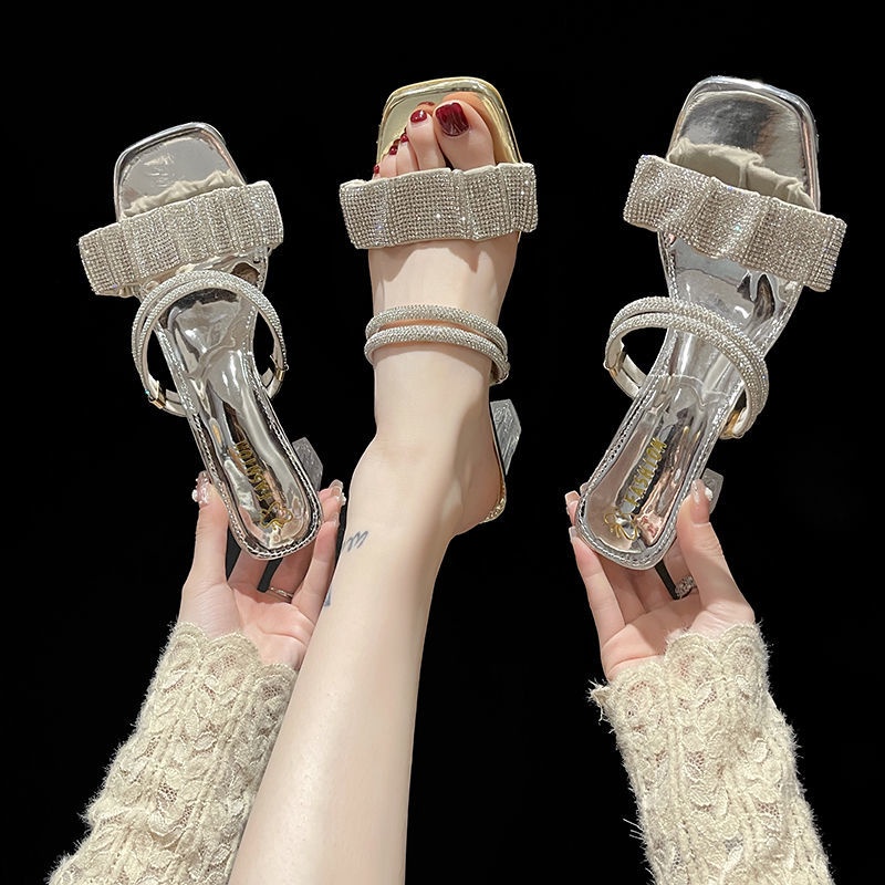 Giày Cao Gót Đính Đá Thời Trang Xuân Hè 2022 Cho Nữ