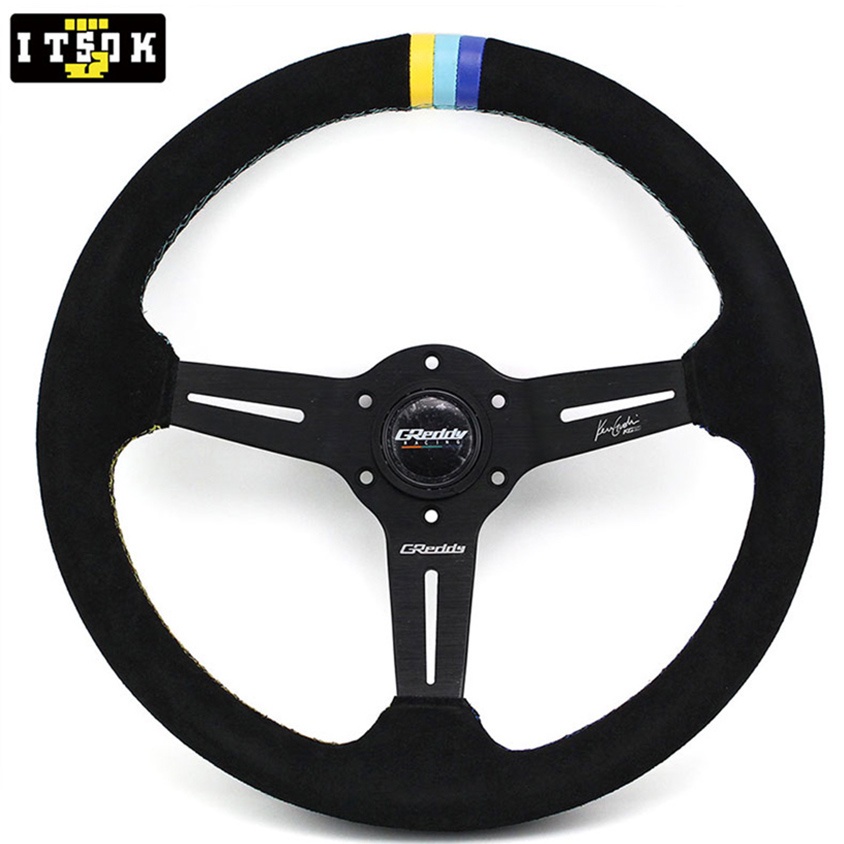 Vô Lăng Xe Hơi 14inch JDM 350mm Bằng Da Lộn Chất Lượng Cao