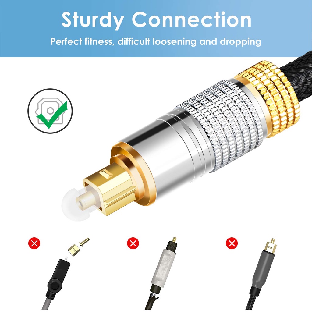 Dây Cáp Quang Âm Thanh Sợi Nylon Mạ Vàng 24K Toslink Coaxial