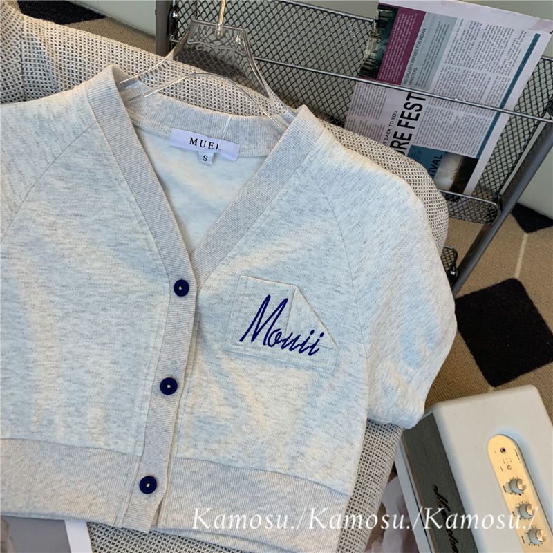 [F &amp; X] Set Áo Cardigan Ngắn Dáng Ôm + Chân Váy Chữ A Phong Cách Thể Thao Thời Trang Mùa Hè Cho Nữ Y2k