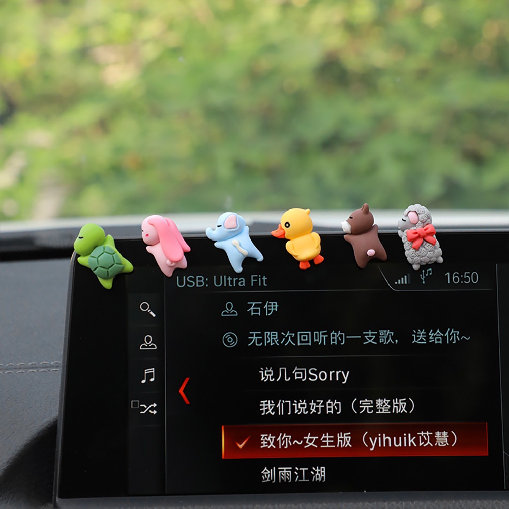 Bộ 6 Đồ trang trí Động Vật Đang Ngủ Mini Bằng Nhựa Resin Dễ Thương Trang Trí Xe Hơi/Xe Máy