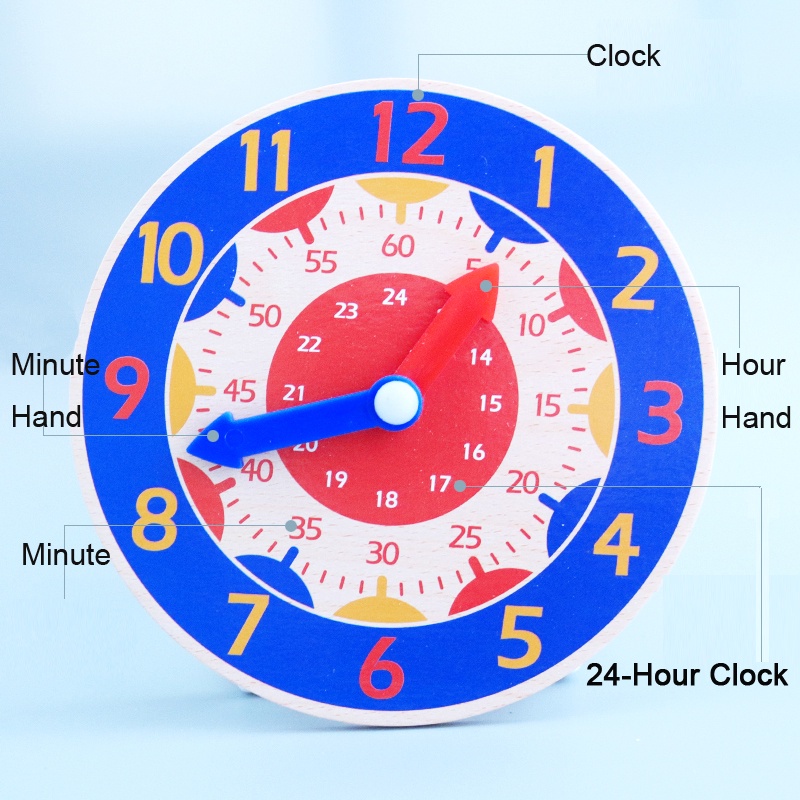 Đồ Chơi Đồng Hồ Bằng Gỗ Nhiều Màu Nhận Biết Theo Phương Pháp Montessori Cho Bé