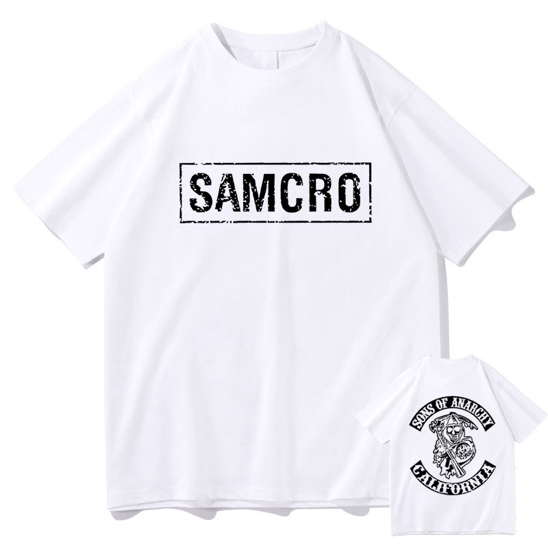 Áo Thun Cotton Tay Ngắn In Hình Sons of Anarchy SAMCRO Hai Mặt Phong Cách Hip Hop Thời Trang Mùa Hè Cho Nam