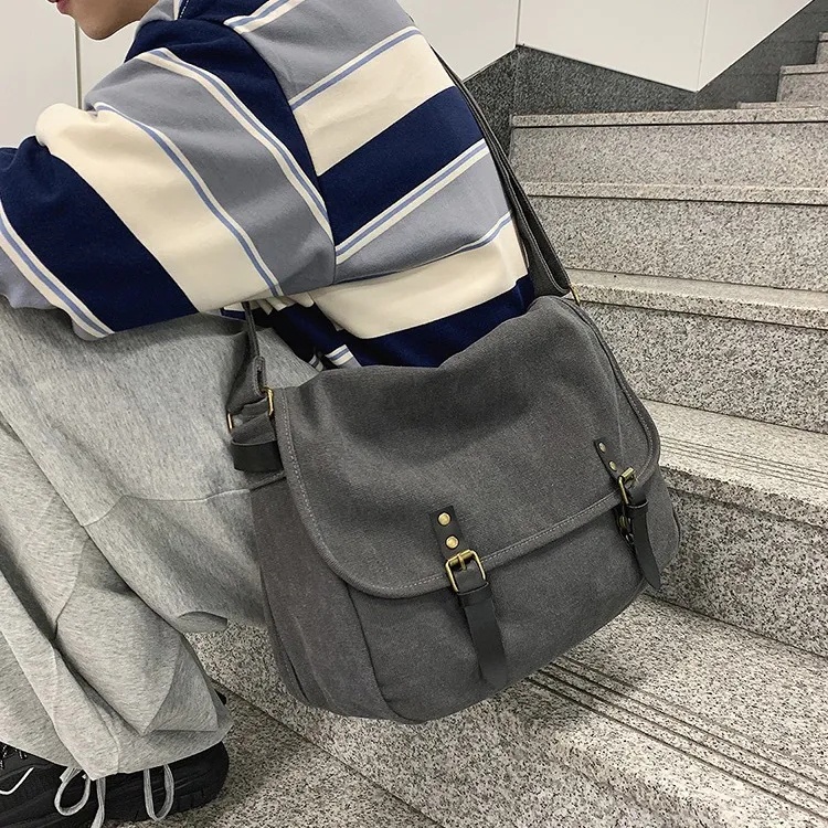 Túi Đeo Chéo Vai Bằng Vải Canvas Phong Cách Nhật Bản Dành Cho Nam Và Nữ bp302