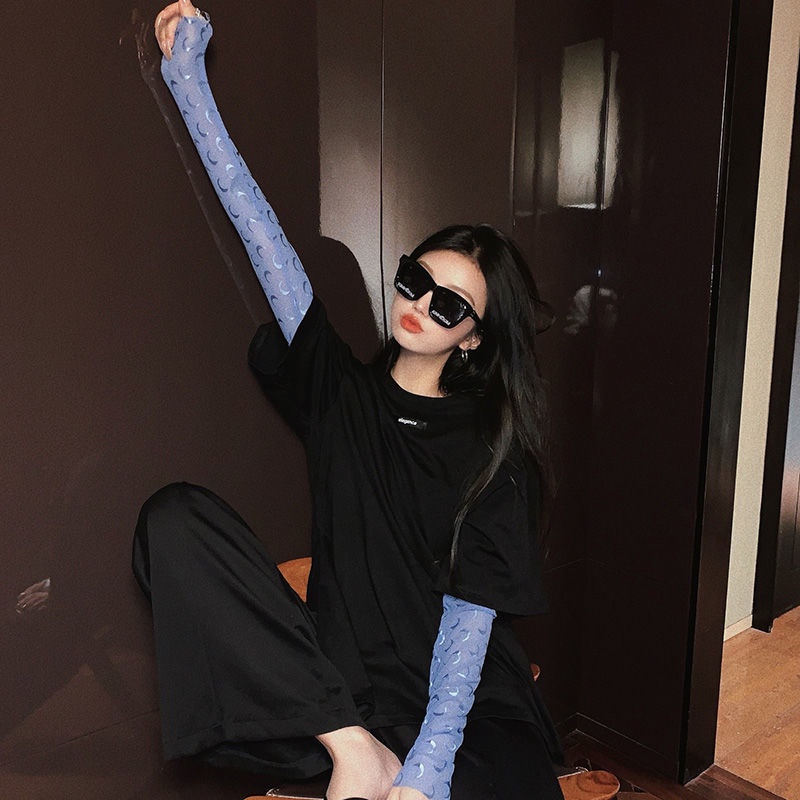 Áo Sơ Mi Lụa Lạnh Ôm Dáng Trong Suốt In Họa Tiết Mặt Trăng Phong Cách Phương Tây Thời Trang 2021 Cho Nữ