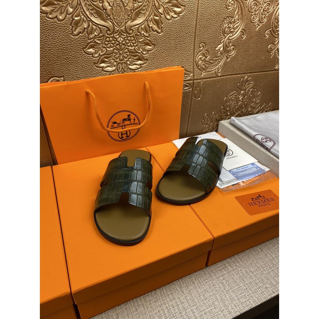 Dép Da Bò Đế Bằng Chống Trượt Chống Mài Mòn Thời Trang Mùa Hè Châu Âu Cho Nam