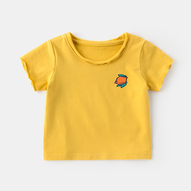 Áo Thun Cotton Mềm Thoáng Khí Tay Ngắn In Họa Tiết Trái Cây Dễ Thương Thời Trang Mùa Hè Cho Bé Gái