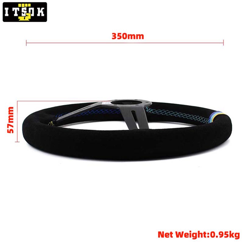 Vô Lăng Xe Hơi 14inch JDM 350mm Bằng Da Lộn Chất Lượng Cao