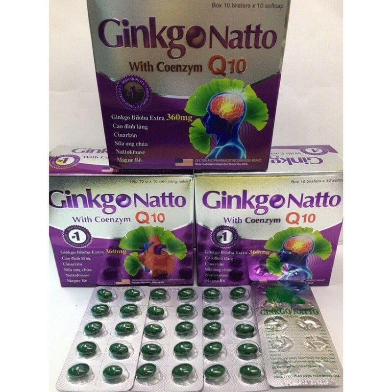 hoạt huyết dưỡng não - GINKGO NATTO With Coenzym Q10 số 1- Ginkgo biloba 360mg - Hộp 100 viên