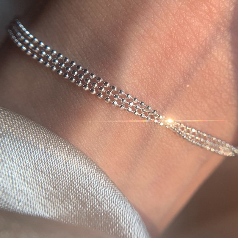 Vòng Tay Mạ Bạc 925 Hai Lớp Đính Đá Zircon Hình Trái Tim Có Thể Điều Chỉnh