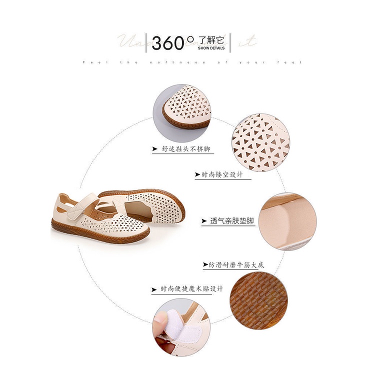 Giày Sandal Đế Mềm Bằng Da Thiết Kế Đục Lỗ Thoáng Khí Thời Trang Mùa Hè Dành Cho Nữ