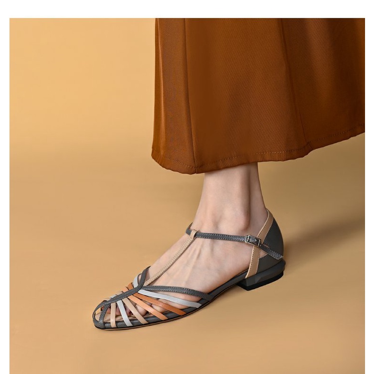 Ông Mr. Mr. Mr. Mr Giày Cao Gót Da Thật Đế Dày Hở Ngón Cài Khóa Màu Sắc Retro Thời Trang Mùa Hè Cho Nữ