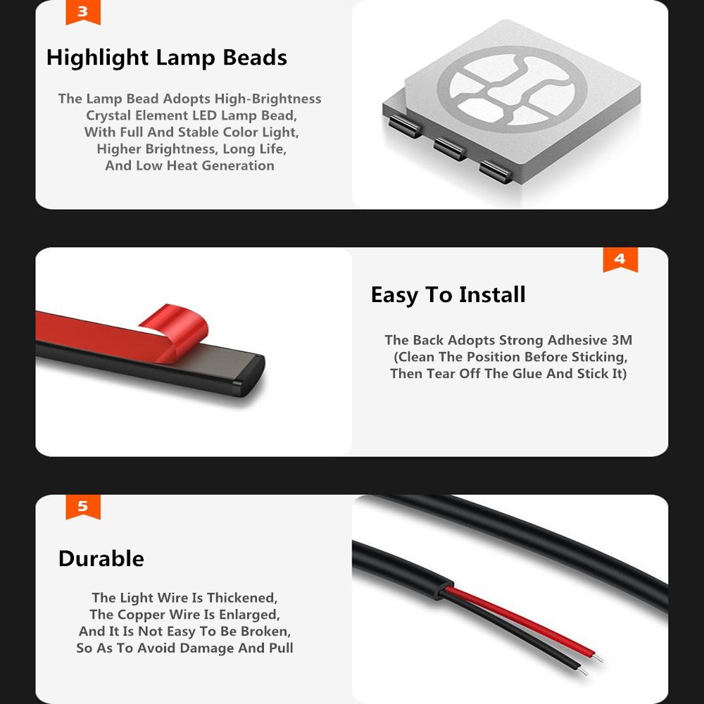 Dây Đèn Led RGB 12 / 24V 5050SMD Cảnh Báo Trang Trí Cho Xe Tải