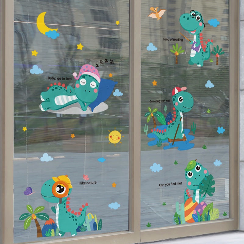 Miếng Dán Trang Trí Cửa Kính Họa Tiết Hoạt Hình 3d Dễ Thương Cho Bé Mẫu Giáo