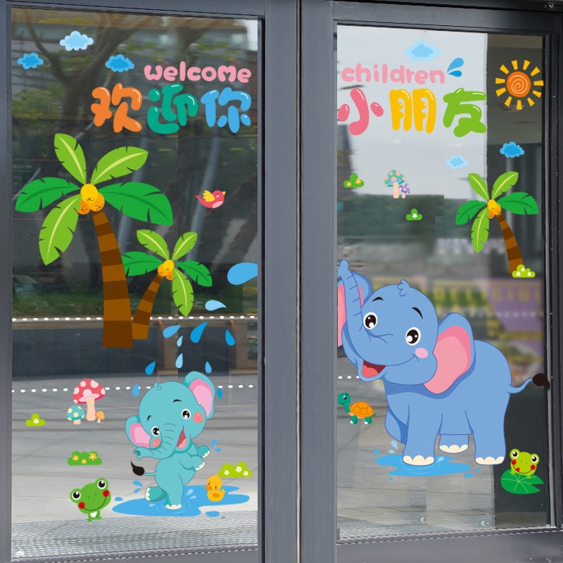 Miếng Dán Trang Trí Cửa Kính Họa Tiết Hoạt Hình 3d Dễ Thương Cho Bé Mẫu Giáo