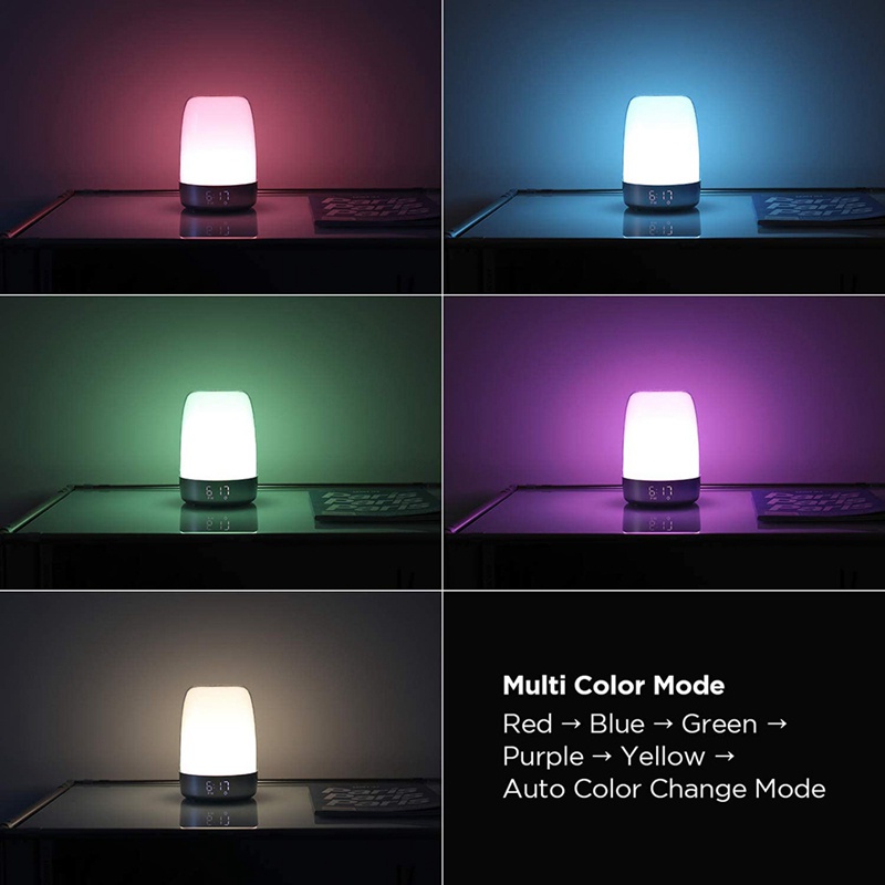 Đồng Hồ Báo Thức Ánh Sáng Ban Đêm Tự Động Thay Đổi 5 Màu Sắc