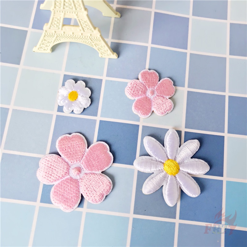 Sticker ủi nhiệt vải thêu logo hình hoa tự dính đẹp mắt dễ thương cute - Patch ủi quần áo balo H74