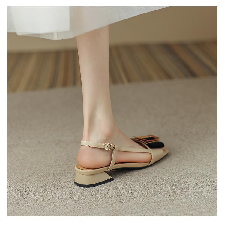 Giày Sandal Bằng Da Thật Cao Cấp Không Cần Khóa Thời Trang Mùa Hè 2023 Cho Nữ