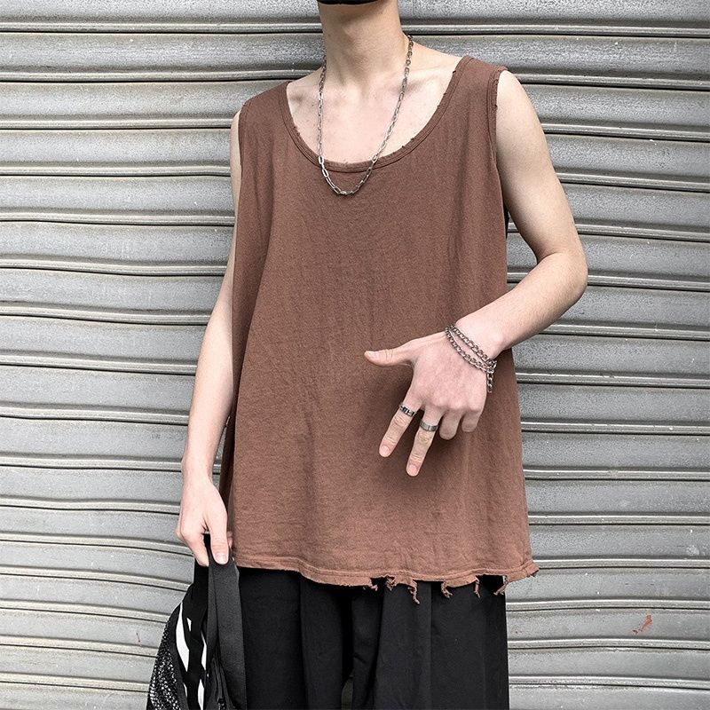 Áo Thun Thể Thao Sát Nách Dáng Rộng Phối Rách Kiểu Hip-Hop Hàn Quốc Thời Trang Mùa Hè Cho Nam Cỡ M-2Xl 4