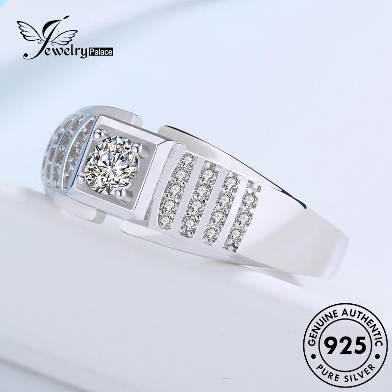 Jewellrypalace Nhẫn Đơn Giản Nguyên Bản Vàng 925 Nam Kim Cương Bạc Moissanite R769