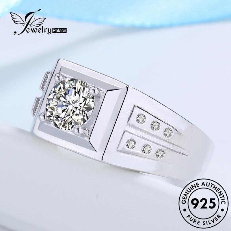 Jewellrypalace Nam Nhẫn Đơn Giản 925 Moissanite Kim Cương Vàng Nguyên Bản Bạc R775