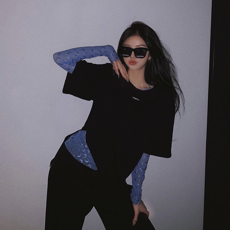 Áo Sơ Mi Lụa Lạnh Ôm Dáng Trong Suốt In Họa Tiết Mặt Trăng Phong Cách Phương Tây Thời Trang 2021 Cho Nữ