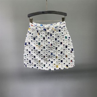 Chân váy denim ngắn lưng cao dáng ôm thiết kế rách thời trang mùa hè cho nữ