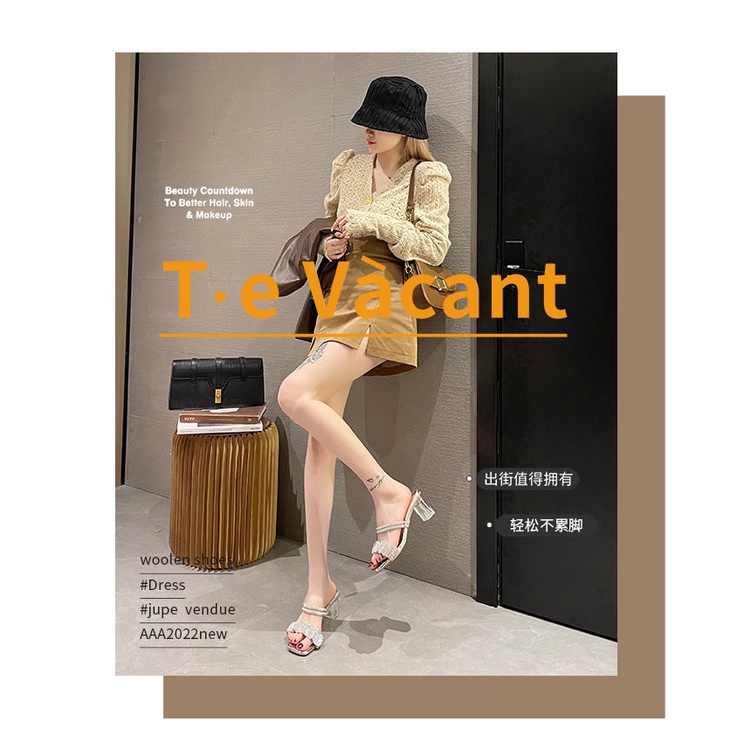 Giày Cao Gót Đính Đá Thời Trang Xuân Hè 2022 Cho Nữ