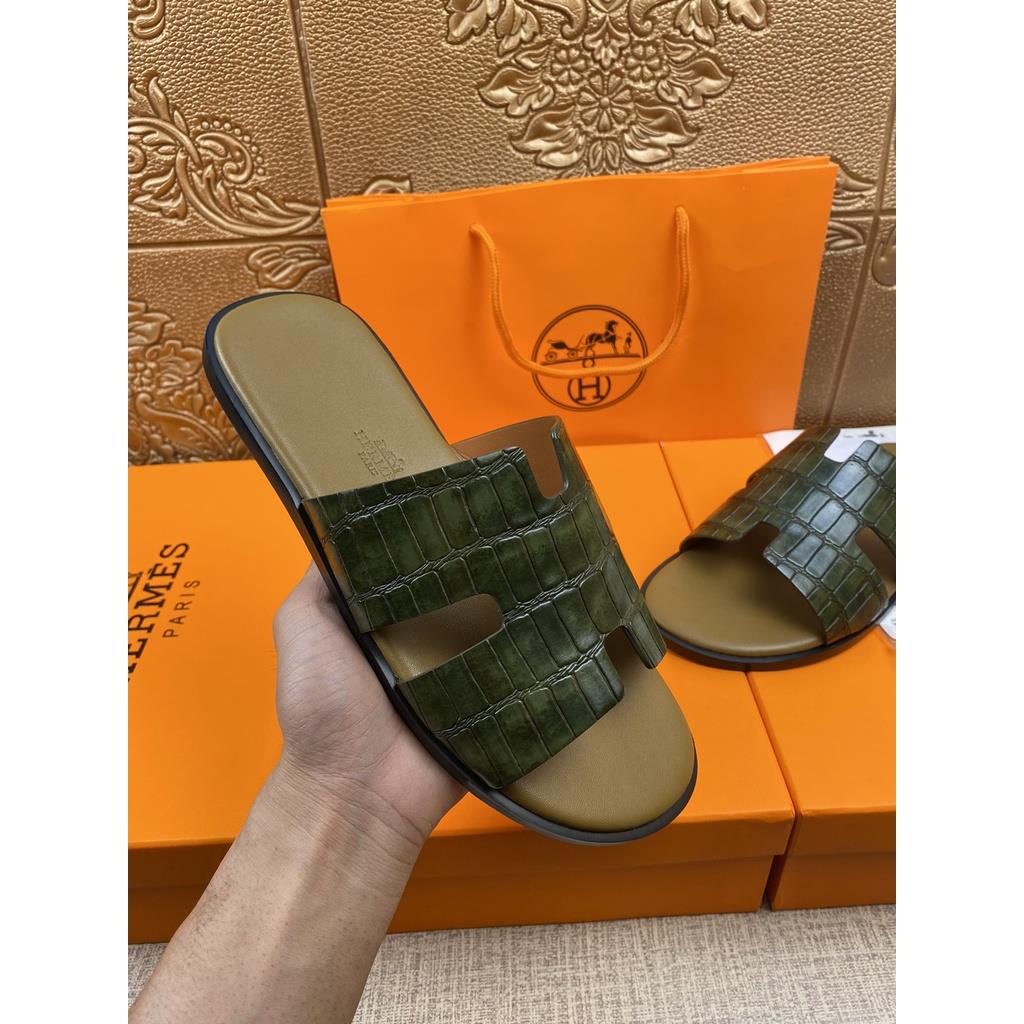 Dép Da Bò Đế Bằng Chống Trượt Chống Mài Mòn Thời Trang Mùa Hè Châu Âu Cho Nam