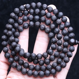 Cây mun khắc sen tây tạng mân côi hạt sáu xương mantra màu chính 8 mm mân côi hạt vòng tay