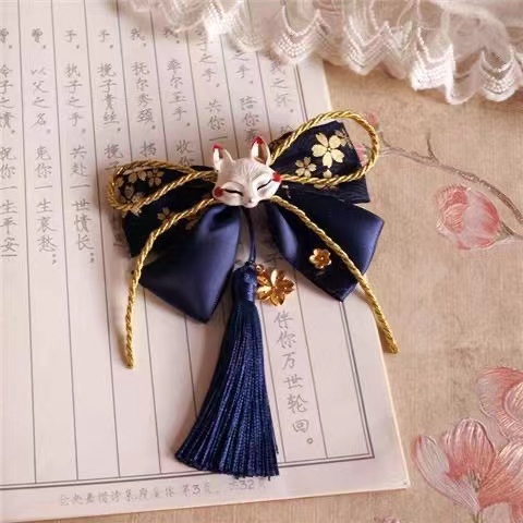 Hi-kid Kẹp Tóc Tua Rua Hóa Trang Thỏ Cáo Nhật Bản Thủ Công