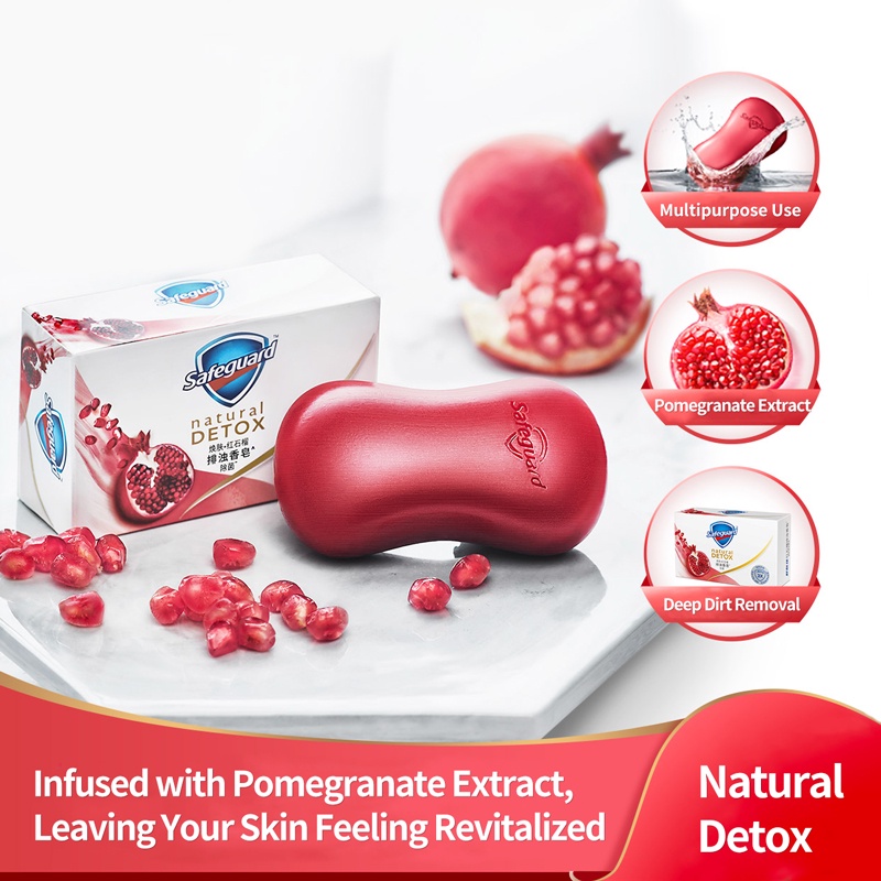 Xà phòng tắm Safeguard chiết xuất lựu tự nhiên kháng khuẩn an toàn cho da tay và cơ thể 108g